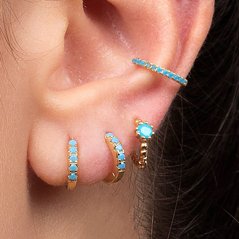 Women's Clip Simple Inlaid Zircon Personality Geometric Earrings