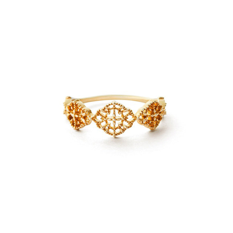 Pattern Korean Style Plain Gold Sterling Rings