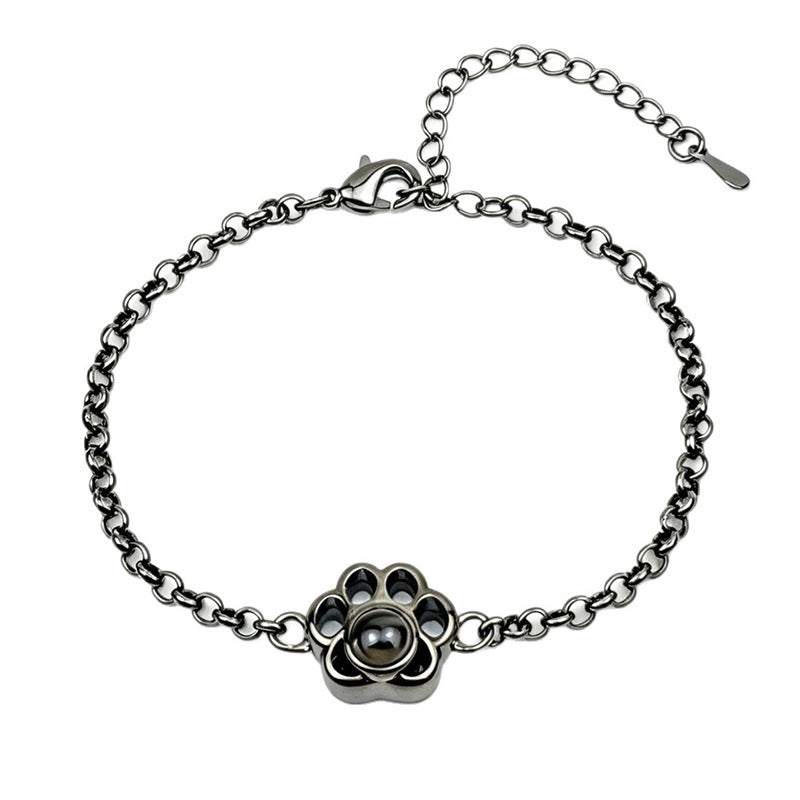 Paw Prints Projection Stone Fixed Color Picture Cat Palm Print Bracelet
