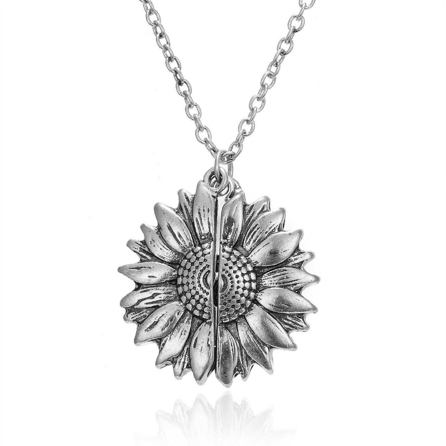 Creative Sunflower Can Be Opened Carved Jewelry Necklaces