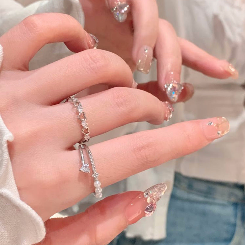 Style Pearl Zircon Butterfly Female Niche High-grade Rings