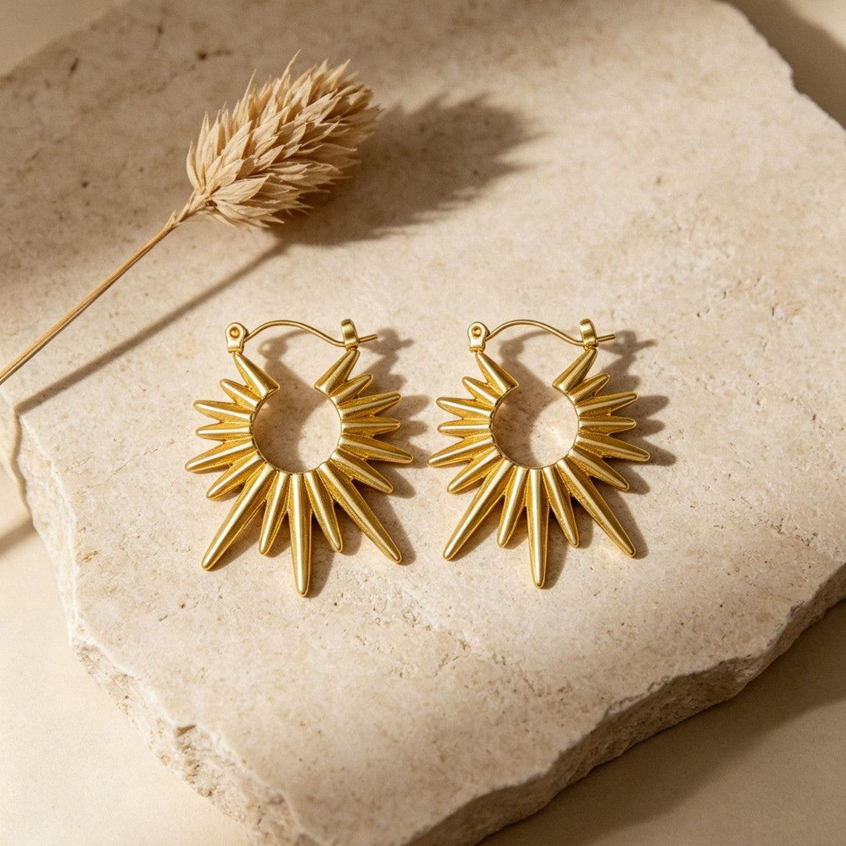 Design Sun Light Ear Clip Titanium Steel Earrings