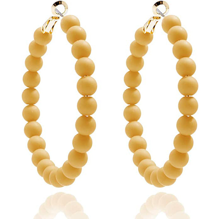 Women's Summer Colorful Acrylic Beads Round Bohemian Fashion Handmade Earrings