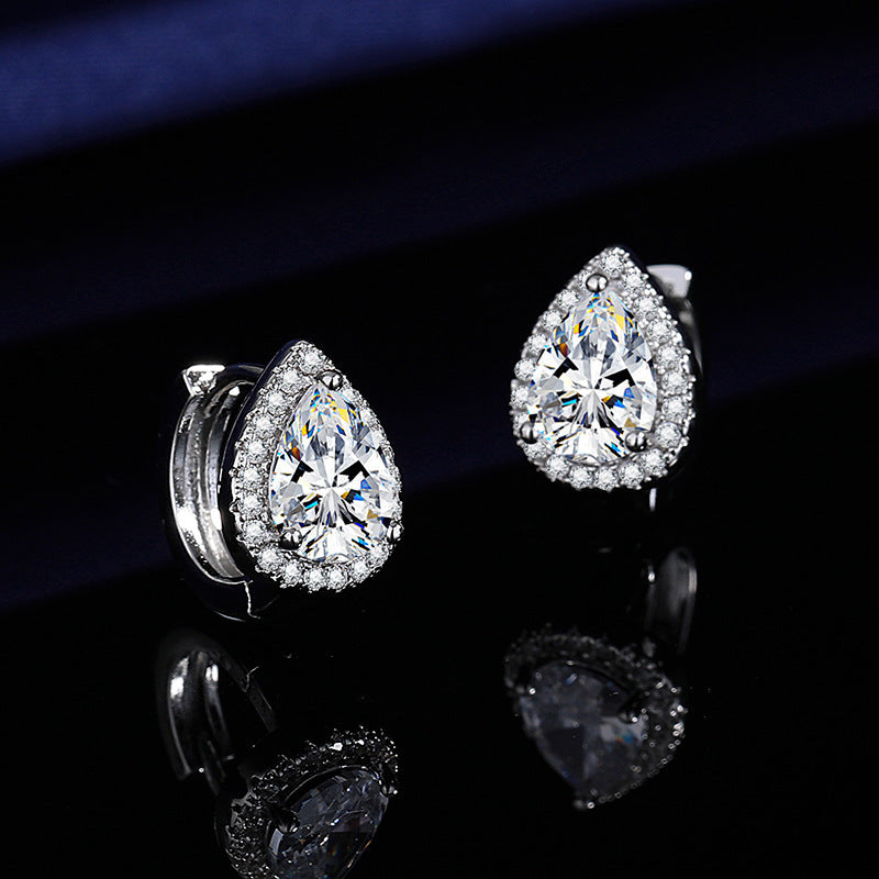 Moissanite Ear Female With Hearts Sterling Earrings