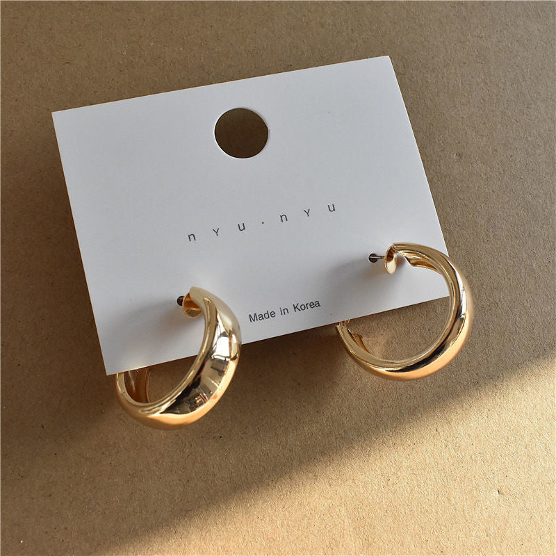 Metal Geometry Round Elegant High Sense Decoration Stud Earrings