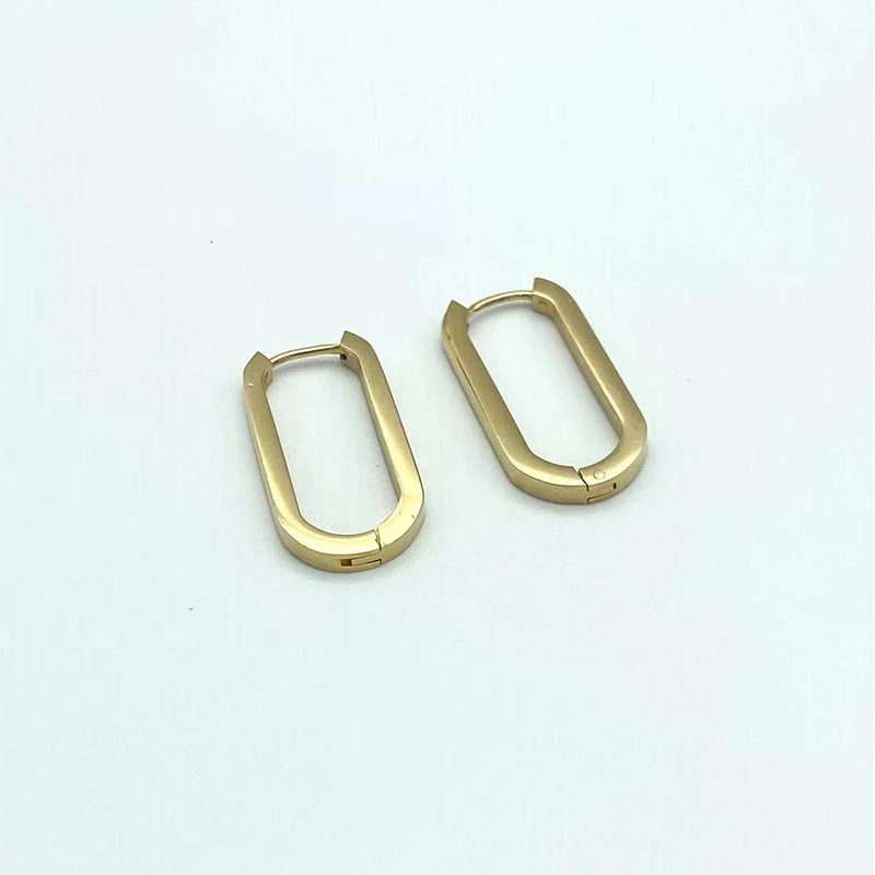 Women's Gold U-shaped Korean Style Geometric Titanium Earrings