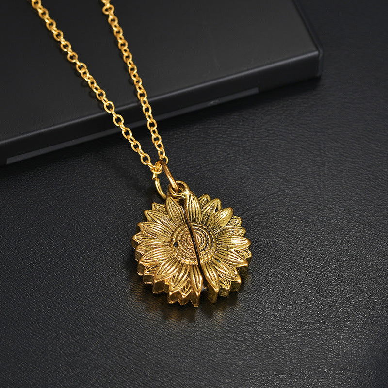 Retro Style Creative Can Open Sunflower Round Plate Female Necklace
