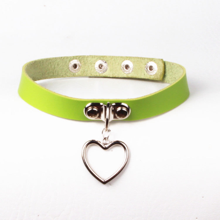 Punk Simple Leather Love Heart Choker Collar
