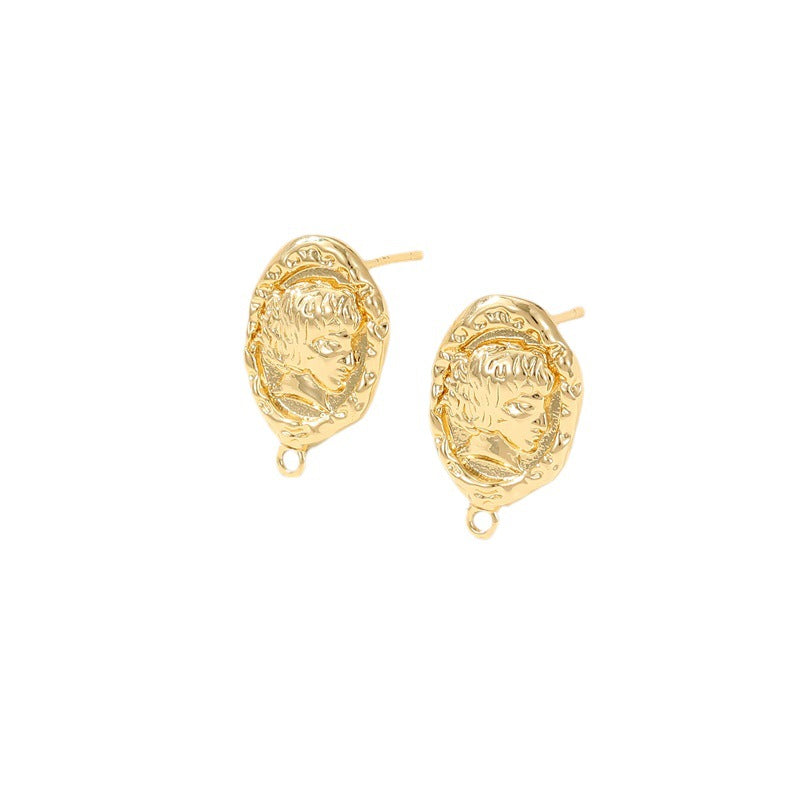 Women's Vintage Crumpled Head Portrait High-grade Temperament With Stud Earrings