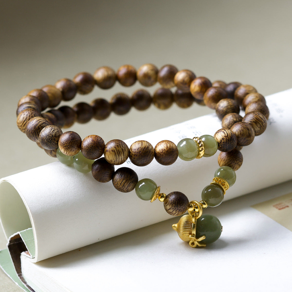 Women's Vietnam Nha White Chess Nan Eaglewood Buddha Beads Bracelets