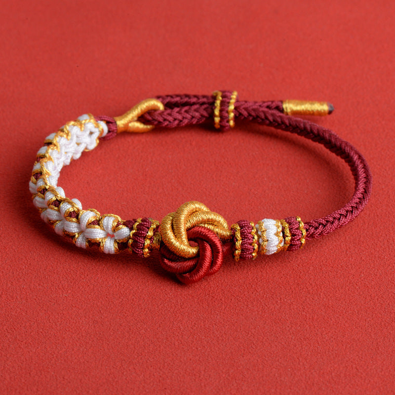 Adjustable String Beads Gold Peach Blossom Knot Pendants