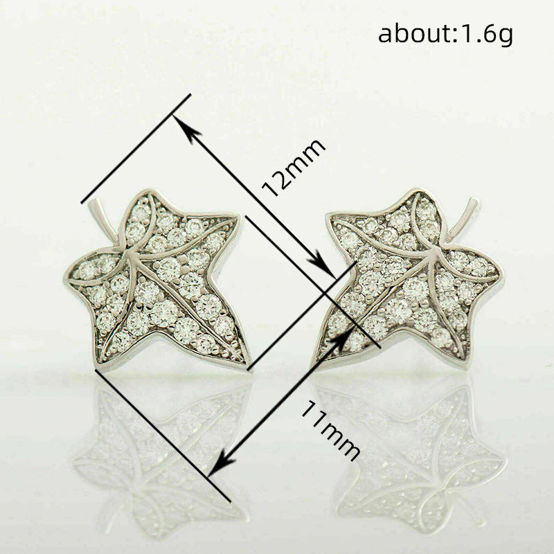 Shi Exquisite Maple Leaf Zircon Temperamental Minority Design Rings