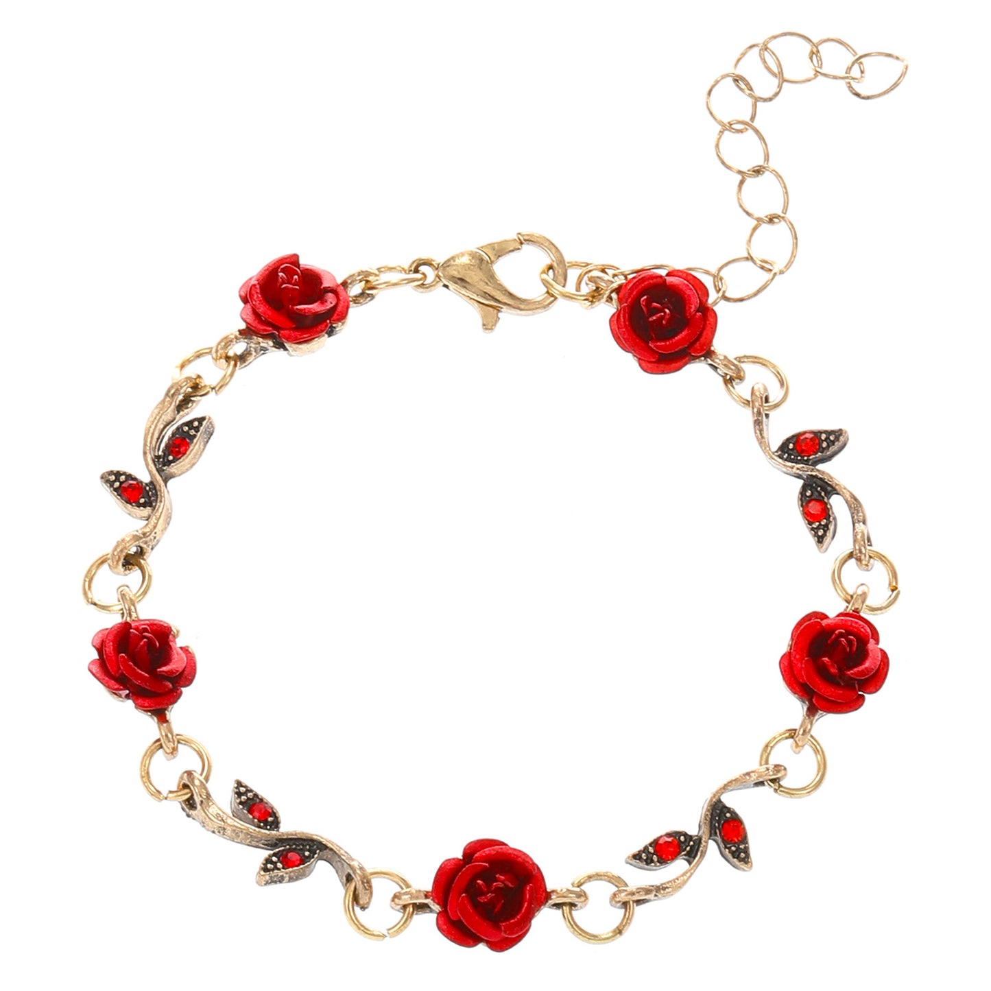French Rose Flower Female Graceful Personality Red Jewelry Set