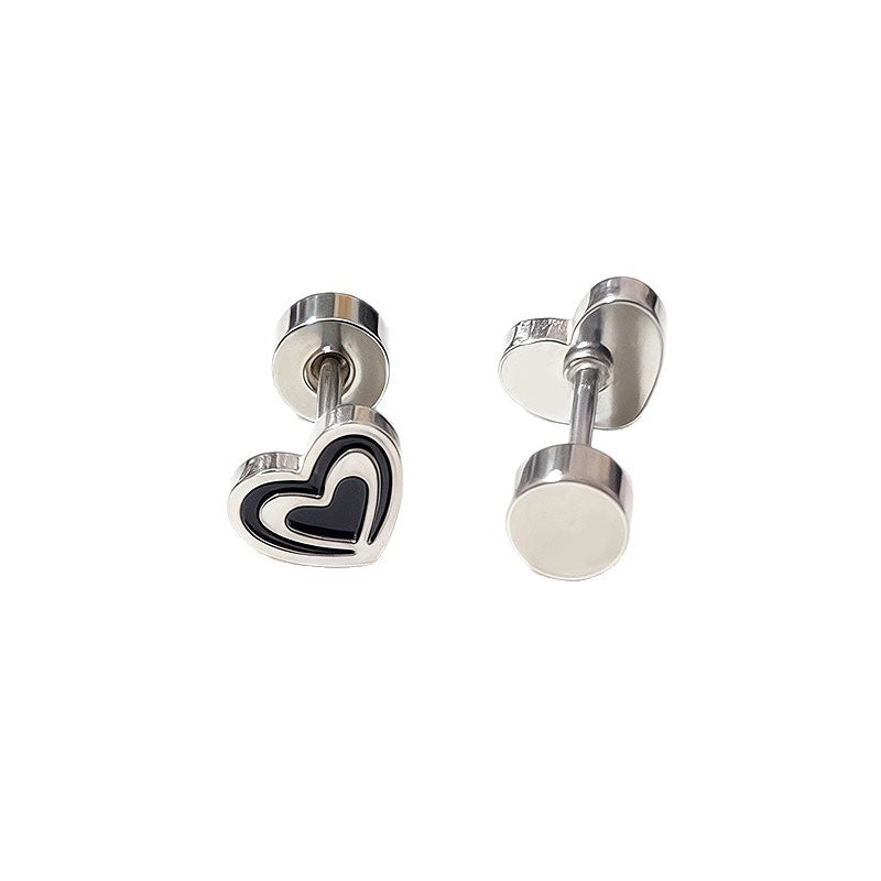 Titanium Steel Ear Simple Compact Four-leaf Clover Peach Heart Five-star Stud Earrings