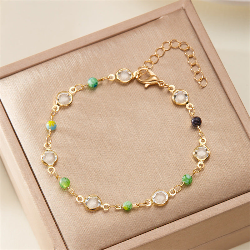 Women's High-grade Love Heart Flowers Beaded Small Flower Necklaces