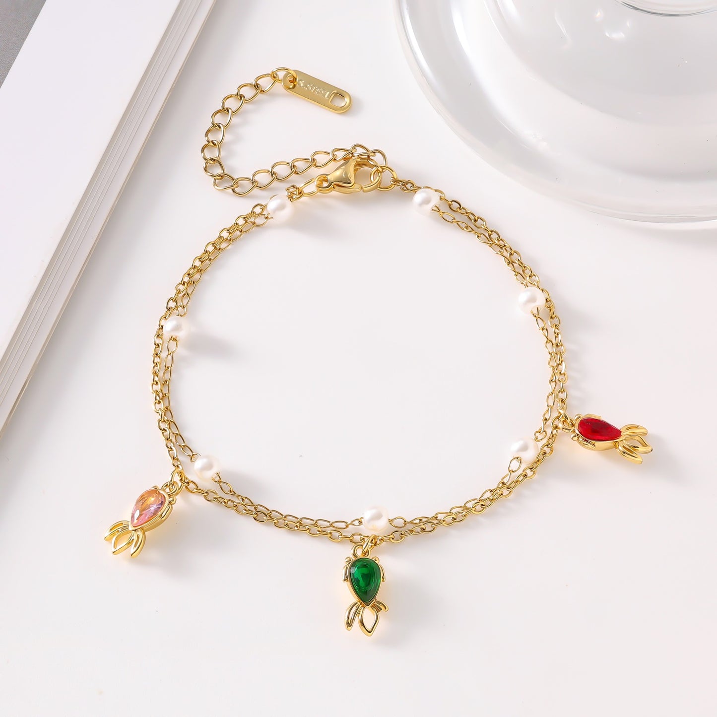 Steel Cherry Strawberry Crab Dolphin Turtle Fashion Inlaid Bracelets
