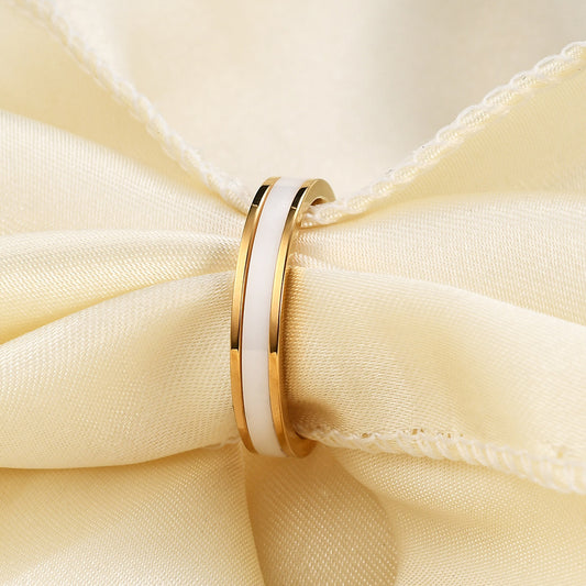 Women's Glossy Stainless Steel Single Sink Ceramic Rings