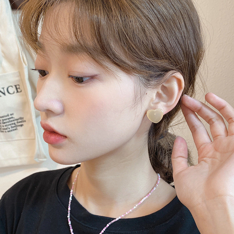 Women's Colored Loving Heart Fairy For Sweet High-grade Jelly Imitation Cat Stud Earrings