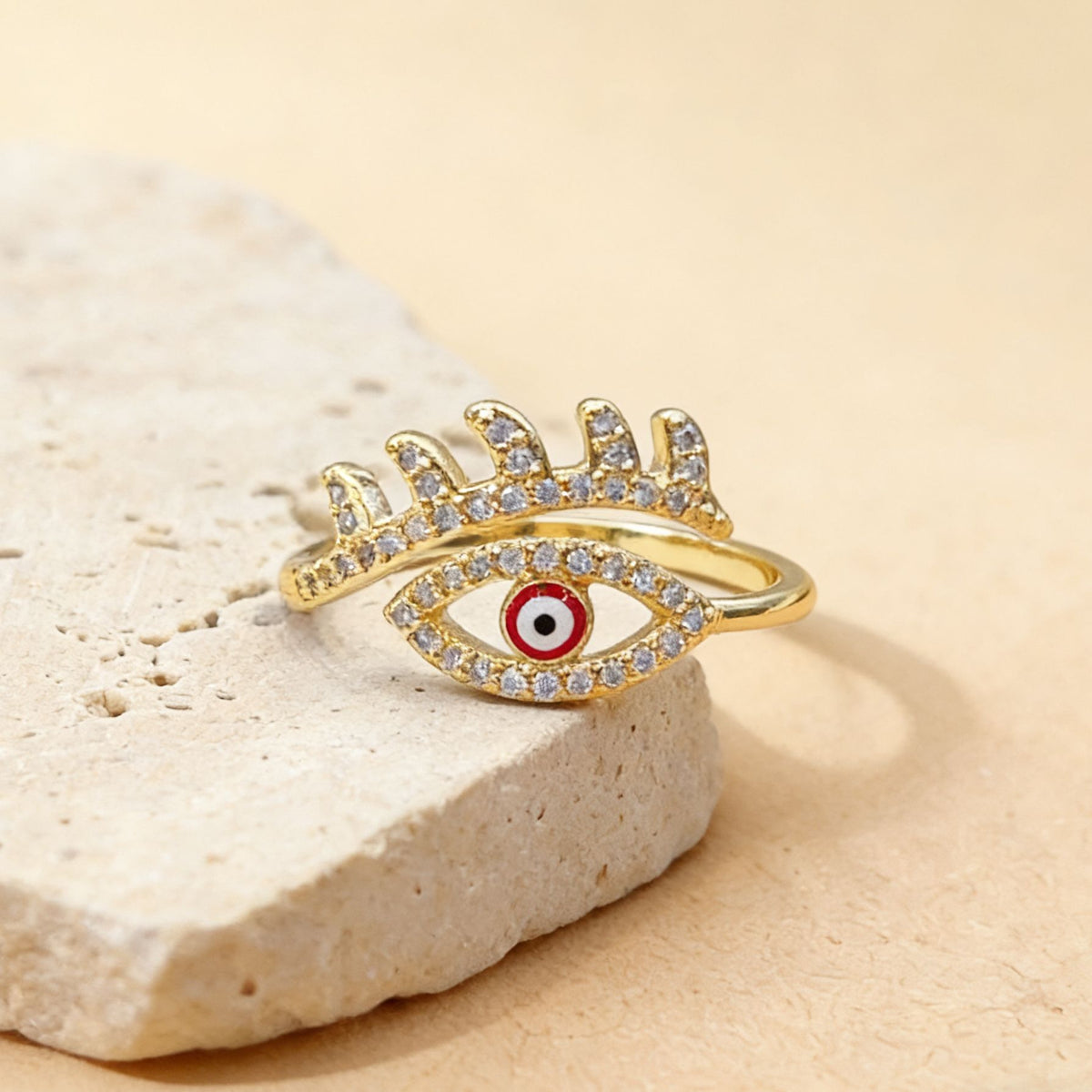 Personalized Devil's Eye Niche High Sense Micro Inlaid Zircon Copper Ring