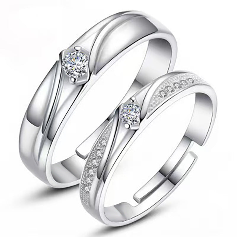 Women's & Men's Couple Simulation Diamond Opening Zircon Classic Rings