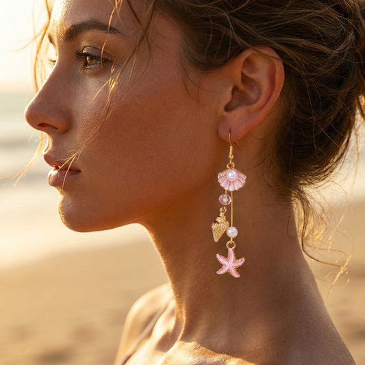 Fresh Conch Starfish Long Tassel Ear Hook Female Niche Earrings