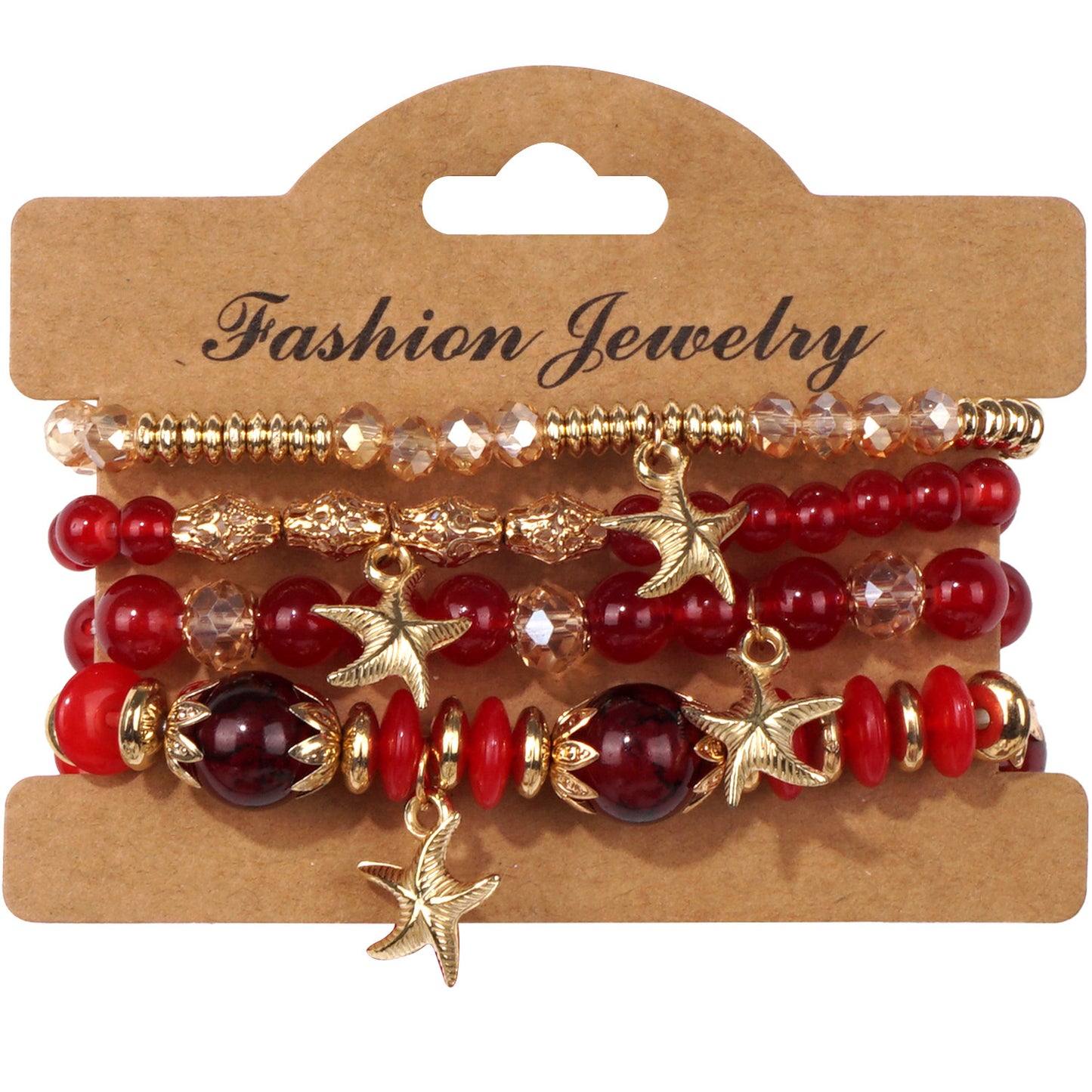 Bohemian Starfish Artificial Crystal String Beads Bracelet