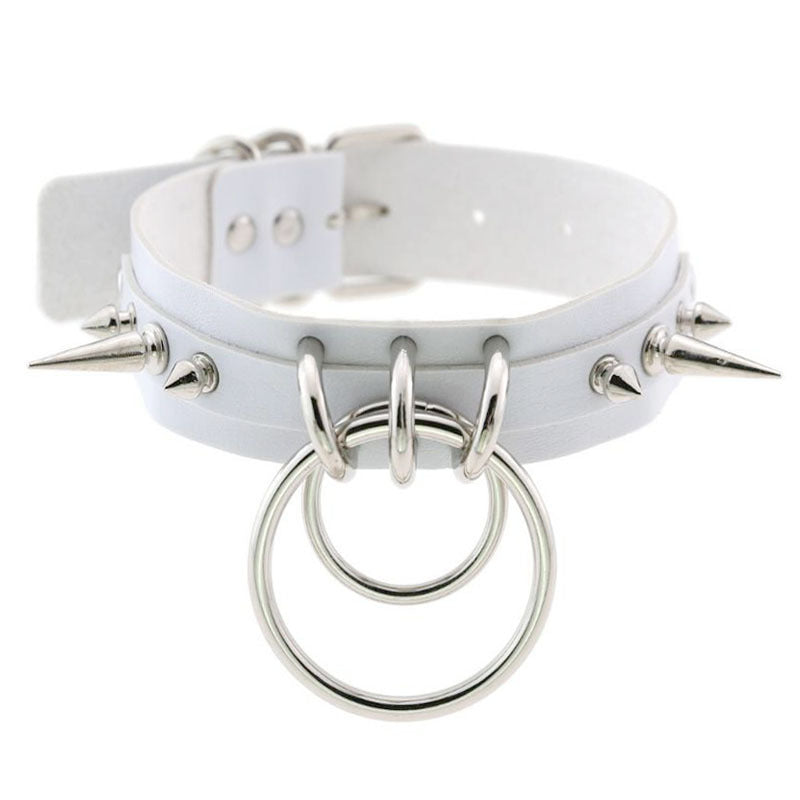 Environmental Protection Leather Fashion Spike Rivet Neckband Double Necklace