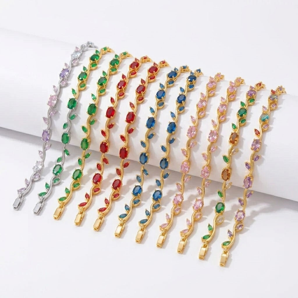 Women's Colorful Tulip Korean Zircon Style Full Diamond Bracelets