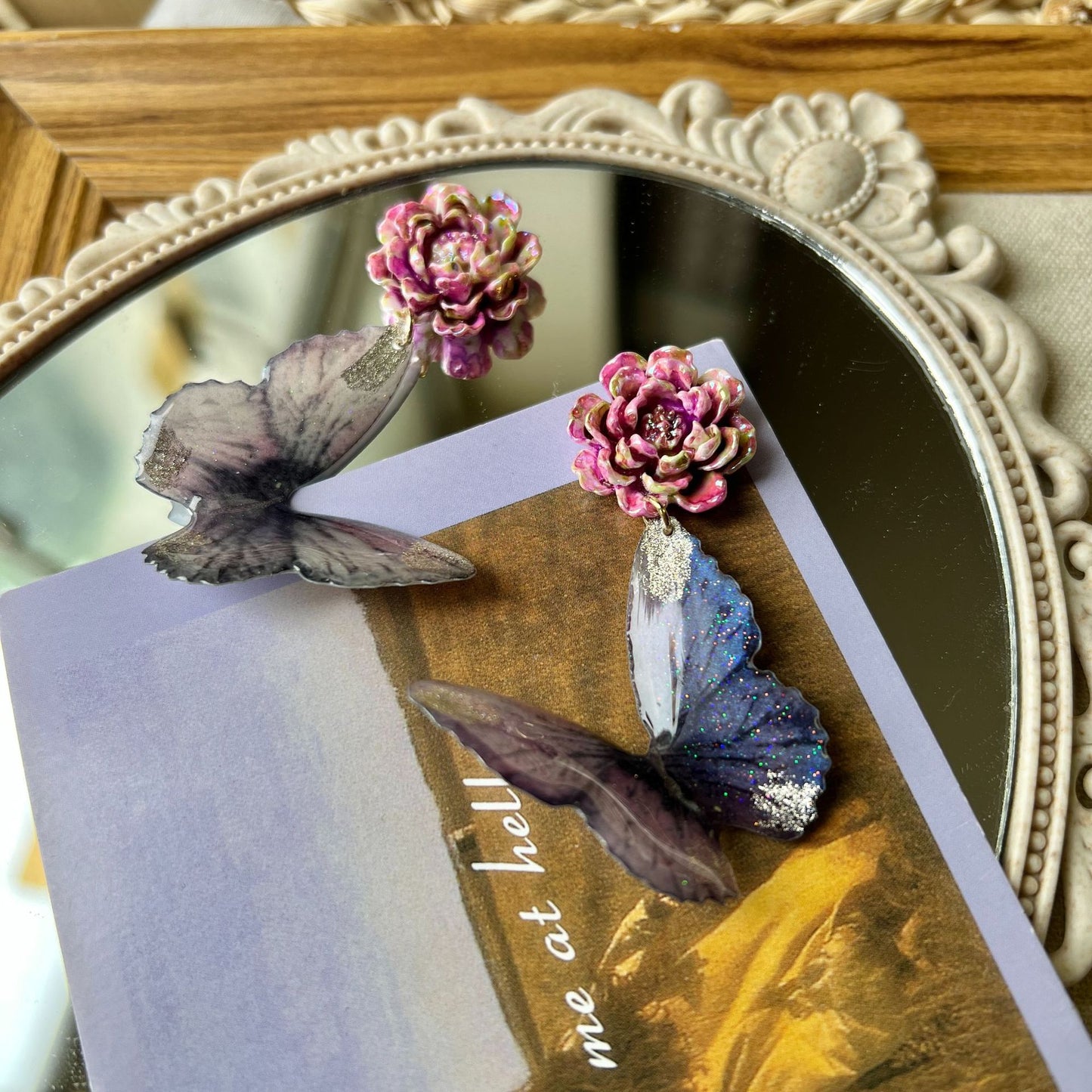Butterfly Vintage Travel Purple Gradient Dreamy Temperament Vacation Style Ear Earrings