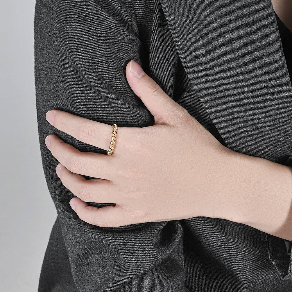 Simple Light Luxury Gold Stainless Steel Female Fashion Commuter Wear Rings