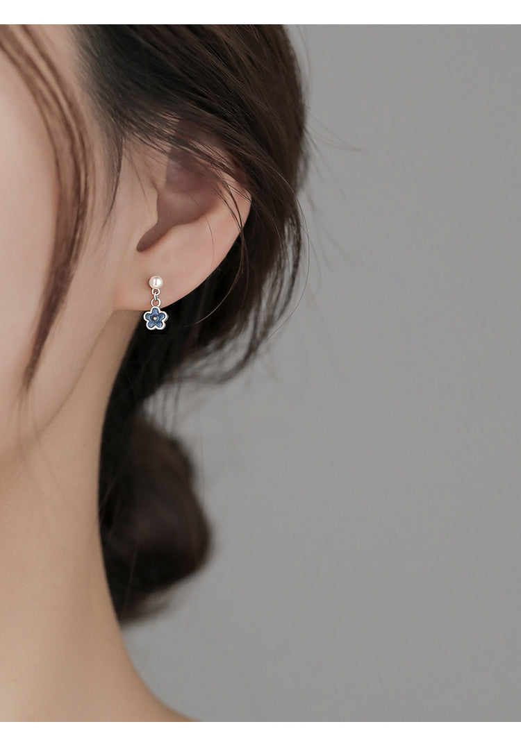 Sier Flower Ear Female Design Light Earrings