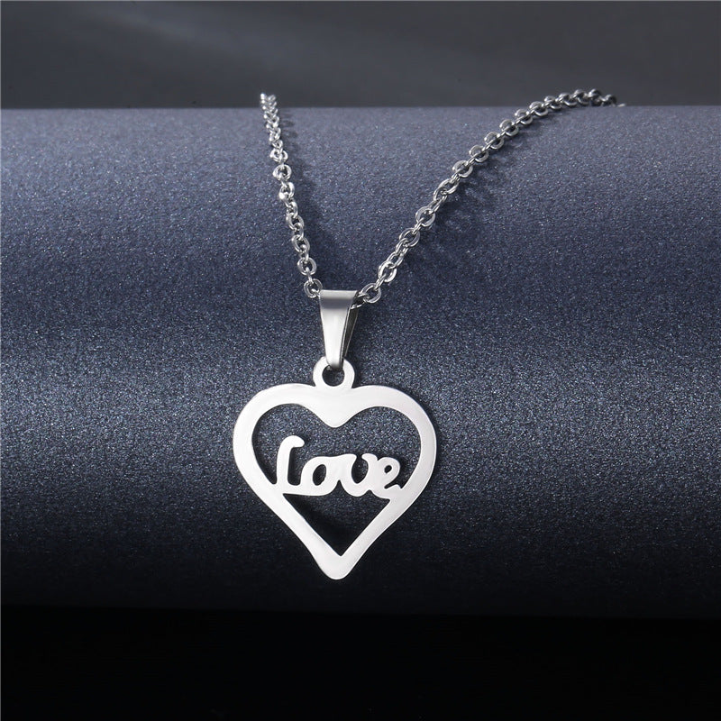 Stainless Steel Cut Hollow Geometry Tag Necklace