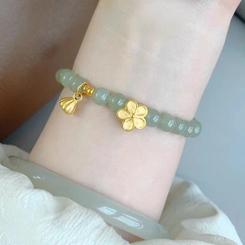 Pearl Lucky Beads Lotus Seedpod Peach Blossom Blessing Card Bracelet