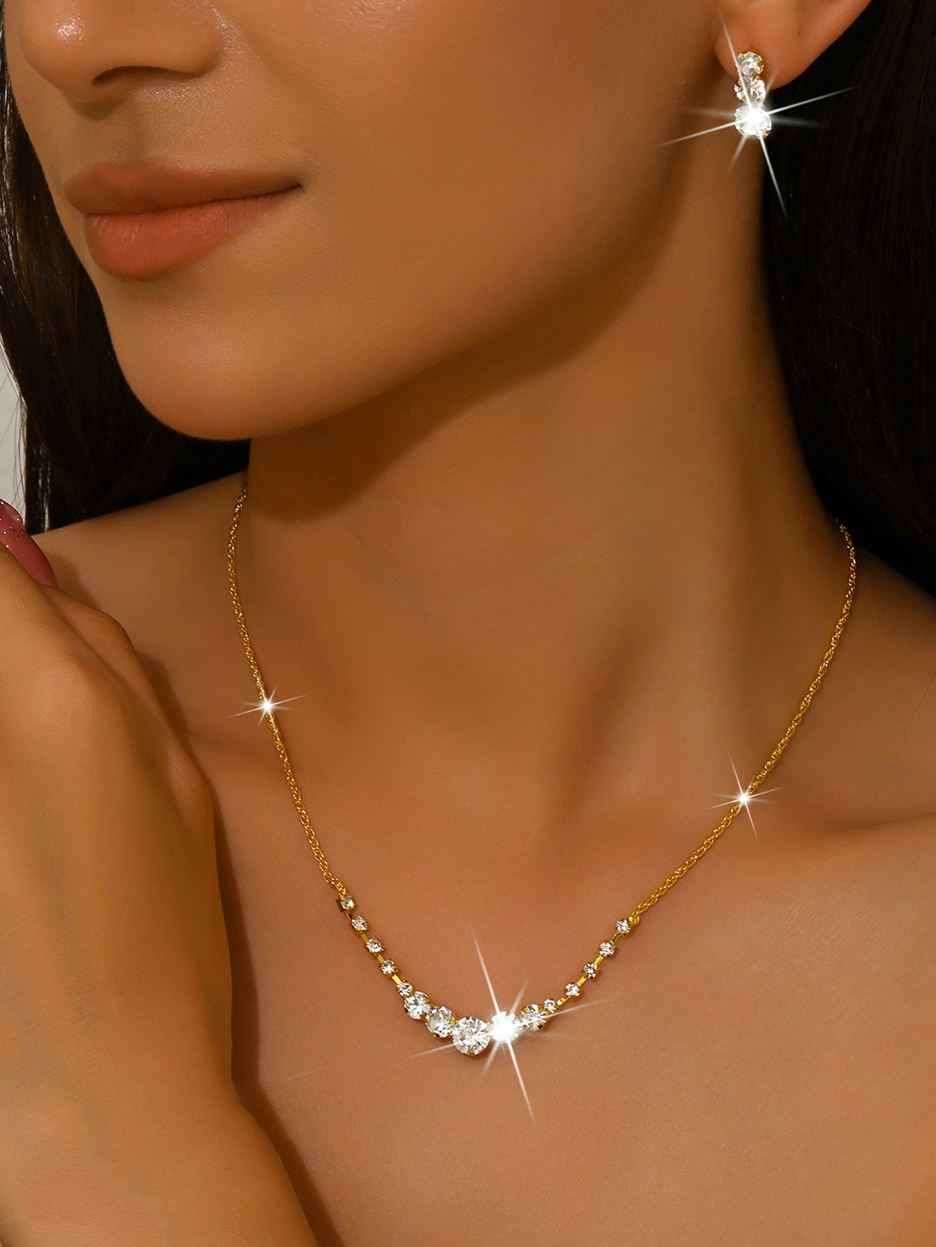 Simple Rhinestone Geometric Fashion Daily Commuter Jewelry Set