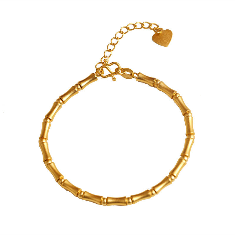 Women's Chinese Style Bamboo Joint Placer Gold Bracelets