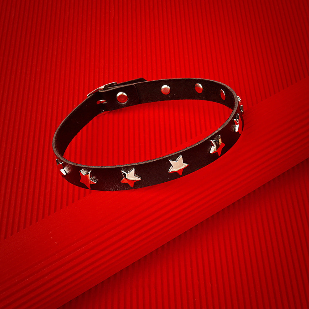 Slouchy Punk Rivet Leather Personality Simple Necklaces