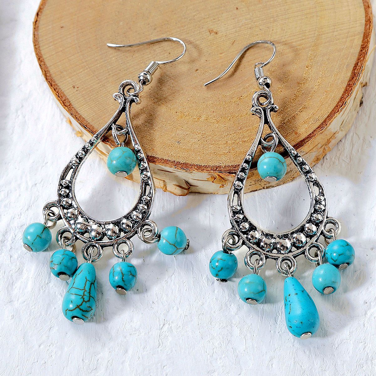 Women's Turquoise High-grade Retro Ethnic Style Fashion Earrings