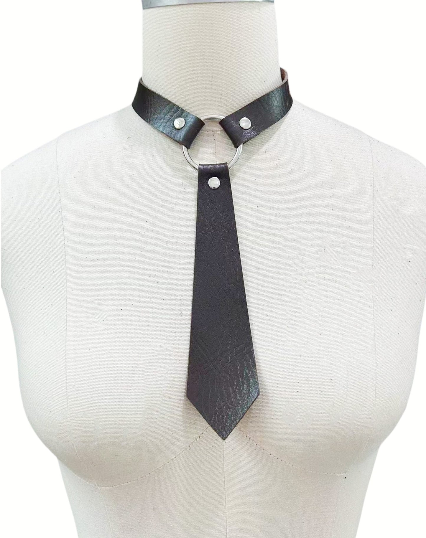 Fashion Personality Leather Bondage Tie Punk Collar