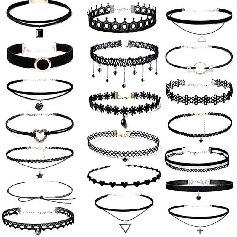 Women's Vintage Veet Band Lace Short Clavicle Chain Neck Punk Necklaces