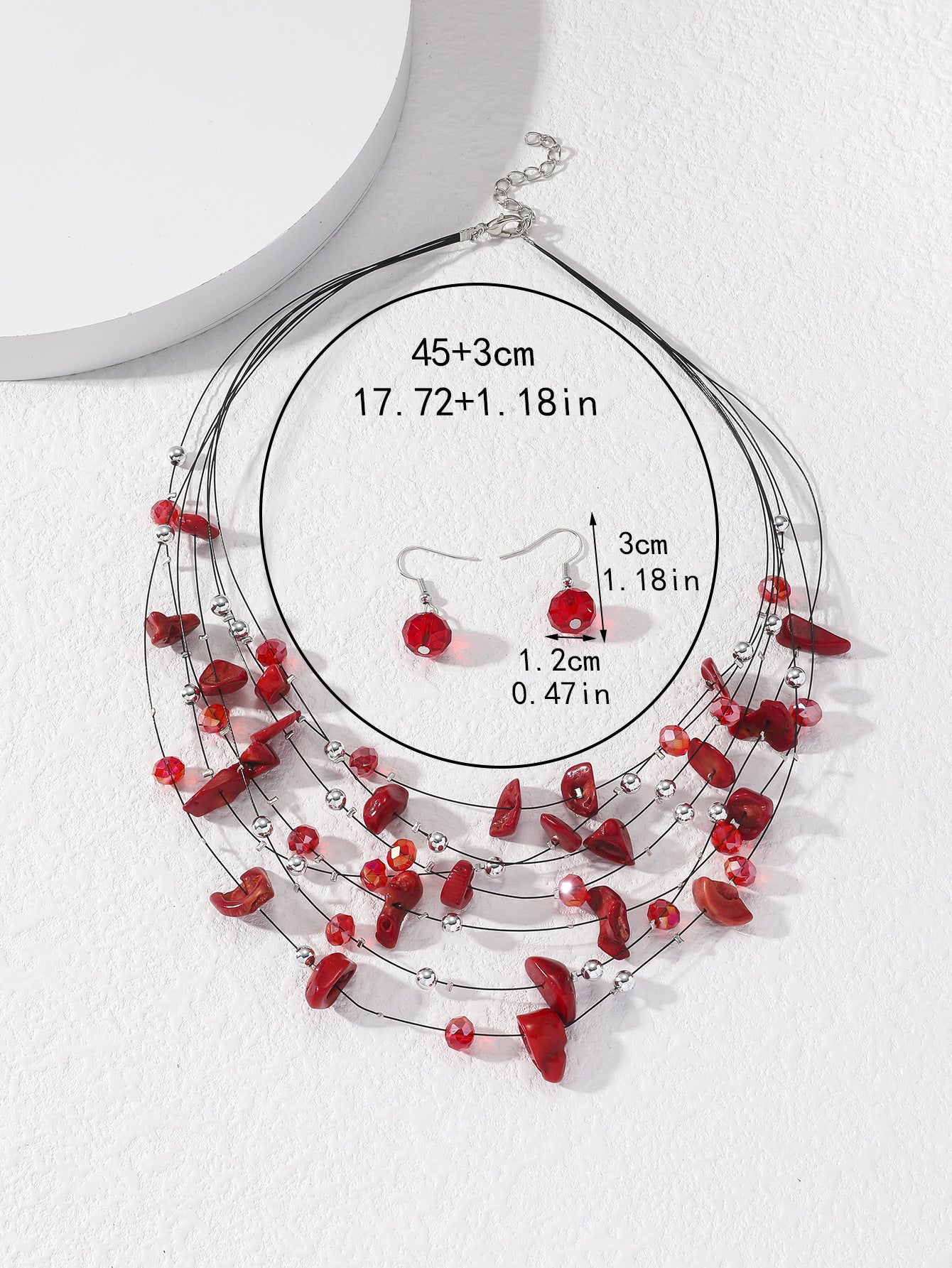 Women's Fashion Style Korean Love Pink Beaded Simple Graceful Jewelry Set