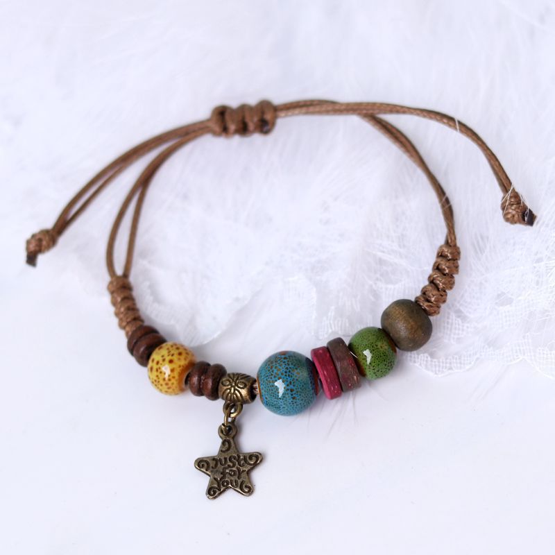Style Mori Braided Ceramic Personalized Pine Cone Art Carrying Strap Bracelet