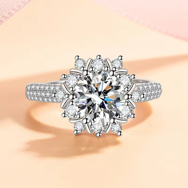 Broadcast Fashion Luxury Female Eight Hearts Arrows Ring