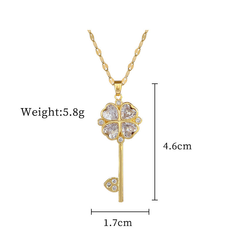 Steel Lucky Female Copper Micro Inlay Real Gold Plating Necklaces