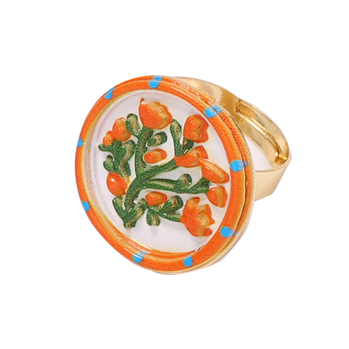 Women's Elegant Geometric Retro Trendy Three-dimensional Oil Dripping Ring