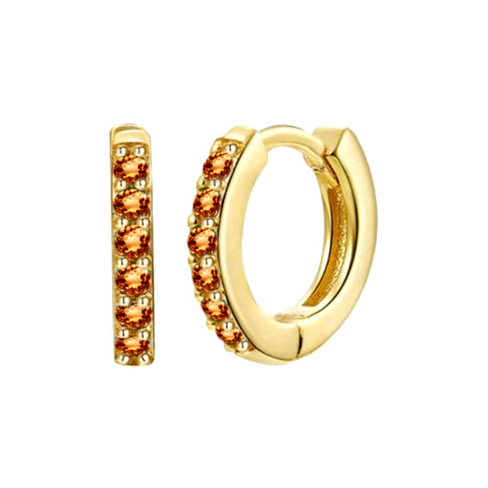 Women's Clip Simple Inlaid Zircon Personality Geometric Earrings