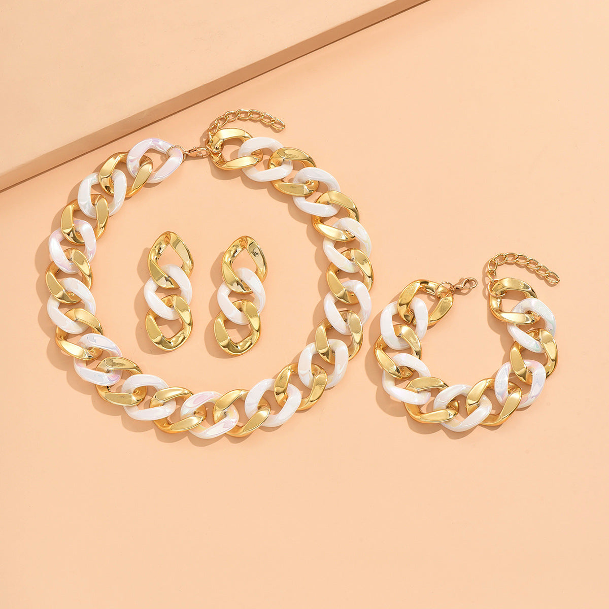 Fashion Stitching Acrylic Chain Leopard Print Personality Bracelets