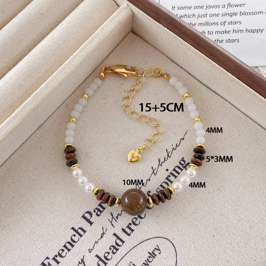 Niche Retro Artistic Style Tigereye Pearl Necklaces