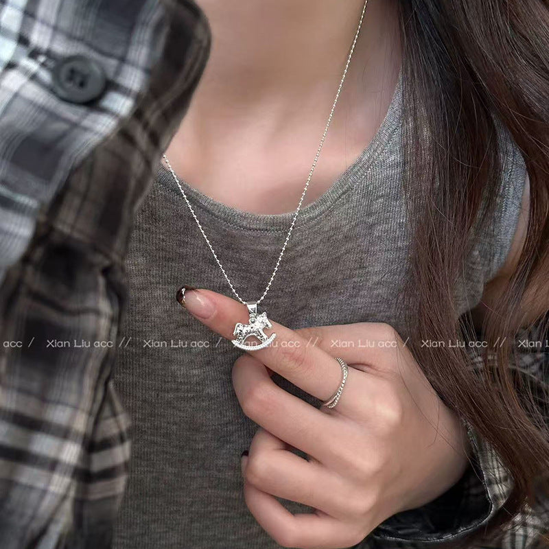 Women's Sier Lucky Beads Bowknot Clavicle Chain Light Luxury Minority High-grade Necklace