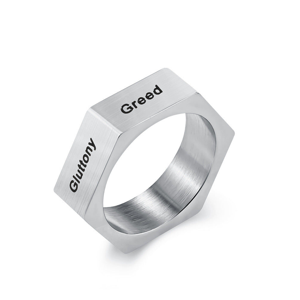 Deadly Sins Virtues Titanium Steel Cold No Rings