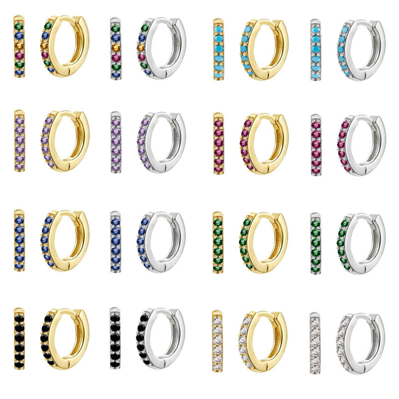 Women's Clip Simple Inlaid Zircon Personality Geometric Earrings